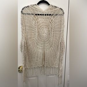 Spiderweb Embroidery Hoodie Cream One Size